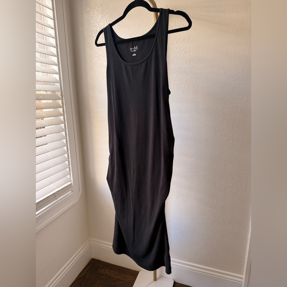 Isabel Maternity by Ingrid & Isabel Black Ruched Sleeveless Dress Size Large